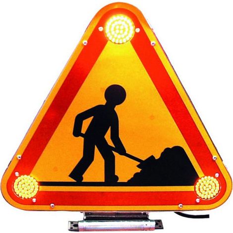 Maxter – Triangle TRIFLASH à LED 700 mm – Lampe clignotante 12/24 V – Aluminium orange et noir – Classe 1 pour signalisation efficace