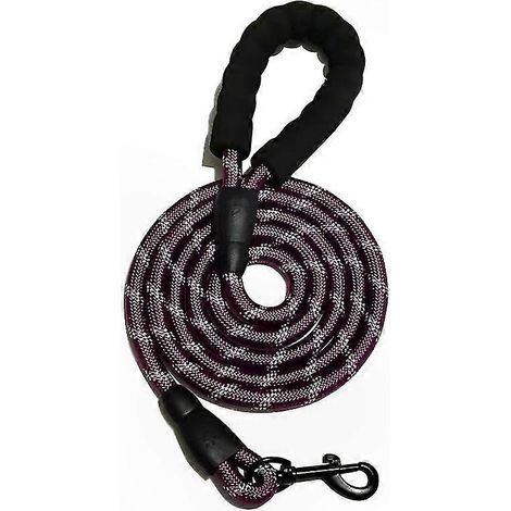 Laisse de chien en nylon avec poignée rembourrée, 1,5 m corde réfléchissante pour tous chiens, visibilité nocturne, violet (1/5)