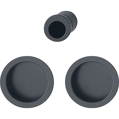 Lot de 2 rosace aveugle ronde avec poignée en forme d'étoile - En aluminium noir mat (1/3)