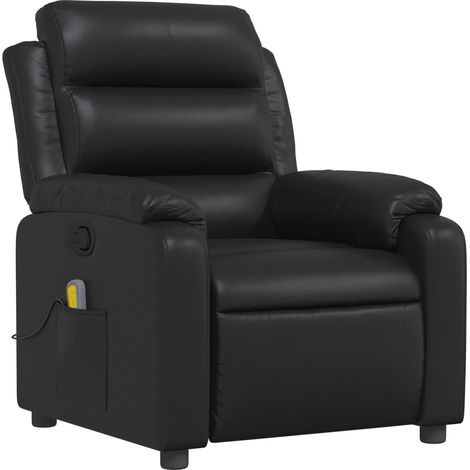 Poltrona relax TV funzione massaggio reclinabile 6 punti massaggio in PVC nero DEC027031