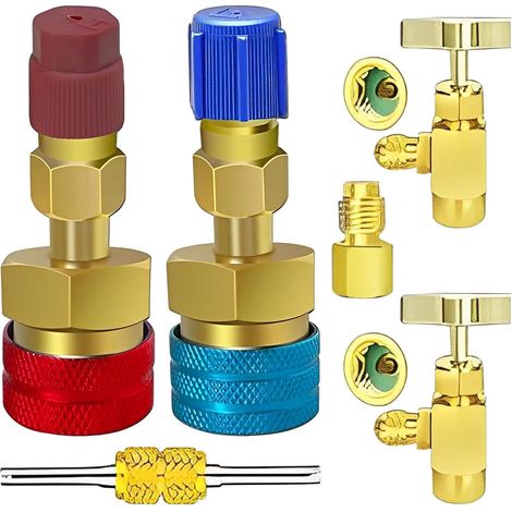Adaptateur R1234yf vers R134a – Kit de raccord rapide pour recharge de réfrigérant – Laiton massif résistant à l'usure – Compatible avec systèmes 3 voies (1/5)