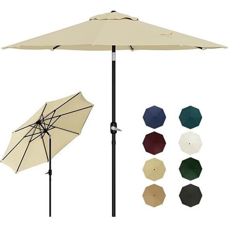 Parasol de Jardin 215 cm - Inclinable avec Manivelle - 6 Baleines Robustes - Protection UV et Pluie (1/5)