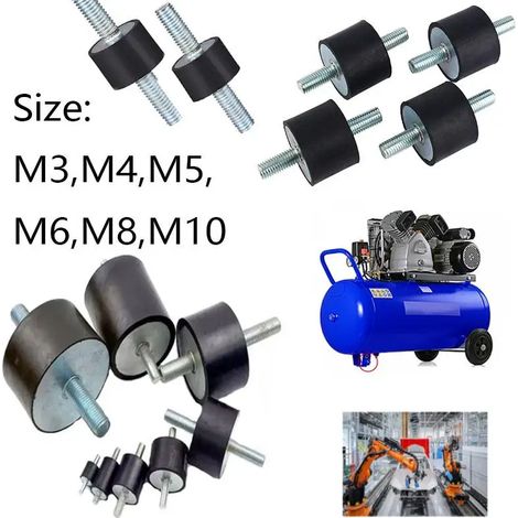 (M5 15x15mm 4pcs) Support en caoutchouc à double filetage mâle anti-vibration mâle-mâle (1/4)