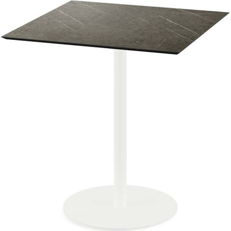 Urban table de bistrot avec piètement blanc + plateau HPL Midnight Marble 70x70 cm - Feros (1/5)