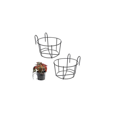 Lot de 2 jardinières de rambarde, supports suspendus pour pots de fleurs, coloris noir, taille moyenne (1/5)