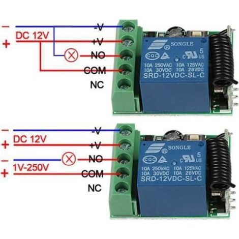 Module Émetteur-récepteur RF - Télécommande Sans Fil 433 MHz - Interrupteur Récepteur DC 12 V - 2 Boutons Émetteur + 1 Récepteur (1/4)