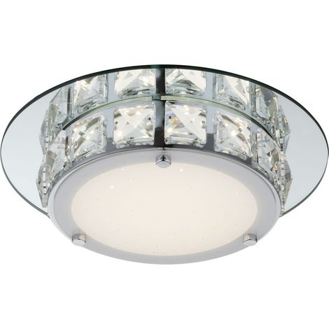 Plafoniera a LED da 12 watt con cristalli di vetro rotondi lampada di illuminazione trasparente Globo 49356 (1/5)