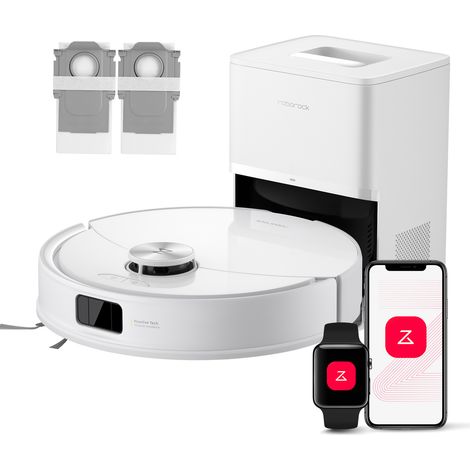 Roborock Q10 S5+ Set Saugroboter mit Wischfunktion, 10.000 Pa HyperForce Saugkraft, Dual Anti-Tangle System, Auto Lifting Mopping, Ideal für Tierhaare, Teppiche, Hartböden Set Weiß
