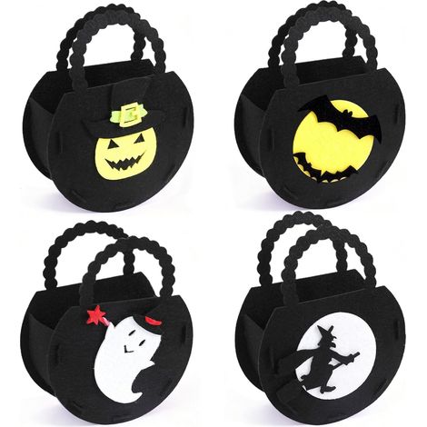 CCYKXA 4-teilige Halloween-Süßigkeitentüten, Kürbis-Halloweentüten für Kinder, Süßigkeiteneimer, Kürbis-Süßigkeitenkorb für Kinder (1/5)