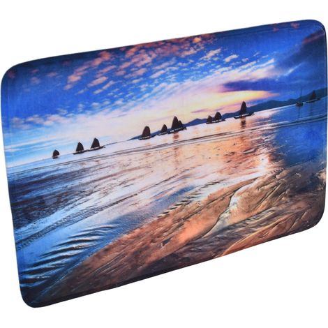 Tapis de sol de salle de bain absorbant l'eau, antidérapant, en flanelle, pour porte et toilettes, 50 x 80 cm (1/5)