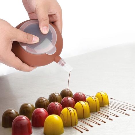 Kit bombe aérosol en silicone pour macarons et gâteaux, 1 bombe + 5 embouts, ustensile de pâtisserie, brun café (1/5)
