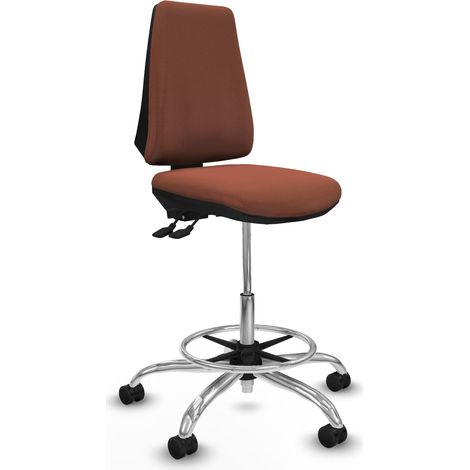 Taburete Elche AS bali marrón base cromada ruedas 65mm nailon