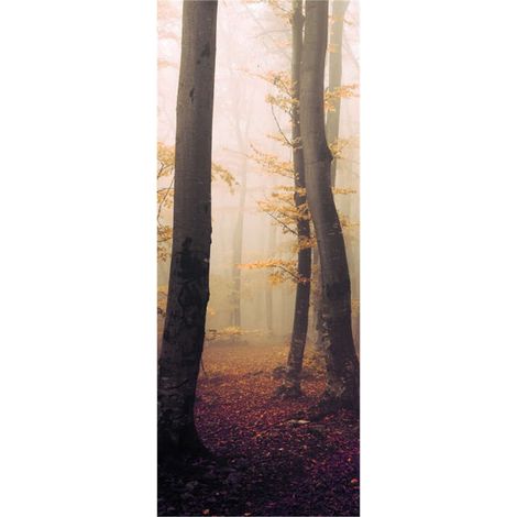Panneau mural douche en alu-composite VIPANEL - Inspiration Nature Décor Forêt Brumeuse d'Automne - Finition Brillant - 100x255cm (1/5)