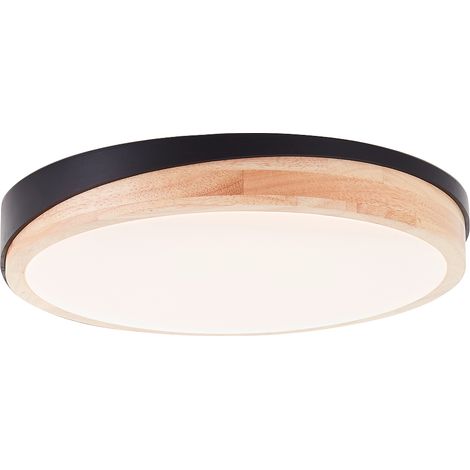Brilliant “Baarlo” LED-Deckenleuchte, 3-Stufen-Dimmer mit Memory-Funktion, LED-Lampe, warmweißes Licht für Wohnzimmer und Schlafzimmer, 2400 Lumen, 24 W, 35 cm, mattschwarz/Holz