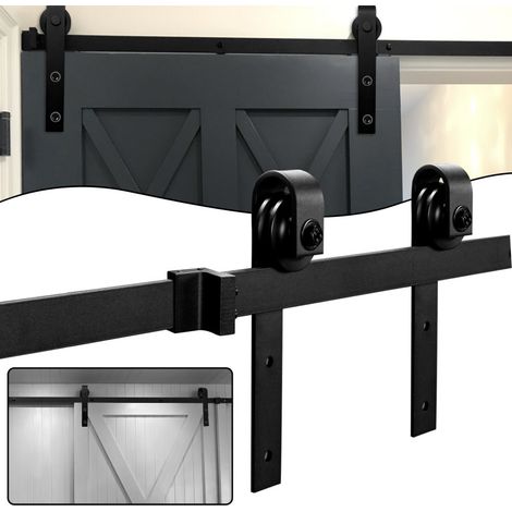 Randaco Sistema di porte scorrevoli Sistema di porte scorrevoli Ferramenta per porte Guida per porte Maniglia per porte in legno - Strisce-152cm (1/5)