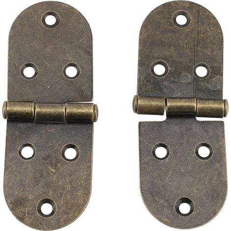 Lot de 10 charnières pliantes à 180° à bords arrondis, robustes et de style rétro, pour table de machine à coudre, porte de meuble. (1/5)
