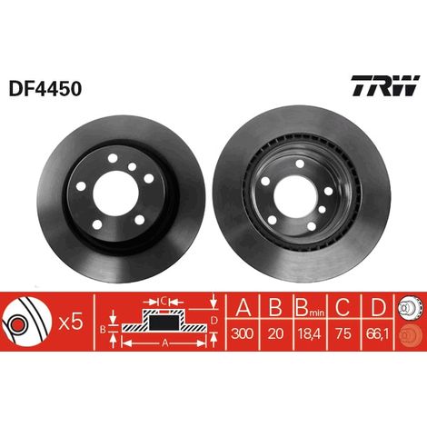 DISQUE DE FREIN ARRIÈRE DF4450 TRW (1/2)