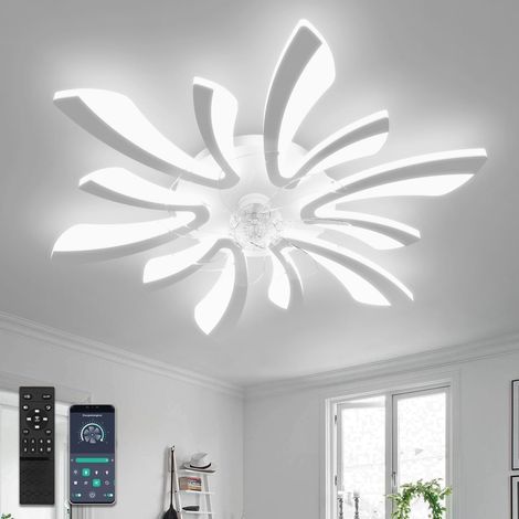 78cm Ventilateur de Plafond avec Lumière et Télécommande Grand Luminaire Ventilateur Plafond Dimmable 6 Vitesses DC Réversible été/hiver Plafonnier Ventilateur Silencieux pour Chambre Salon,Blanc (1/5)