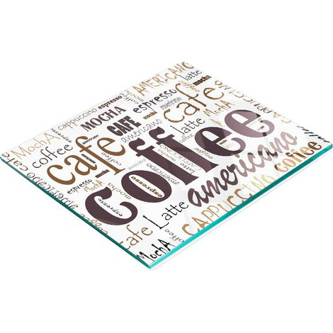Vassoio da portata in vetro temperato con grafica a tema caffè, 60x52 cm (1/5)