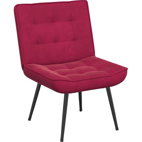 Chaise de relaxation rouge bordeaux 64x74x84 cm velours (1/5)