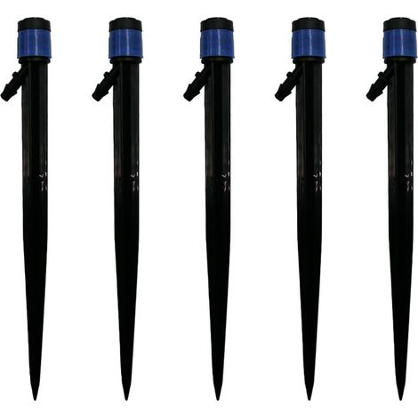 Lot de 100 goutteurs à débit réglable à 360° pour arrosage de terrasse, pelouse et massifs, 13 cm / 5,1 pouces, bleu (1/5)
