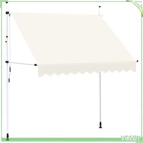 Auvent rétractable manuel - FAFEICY - 143695 - 250 cm - Crème - Hydrofuge & résistant UV (1/5)