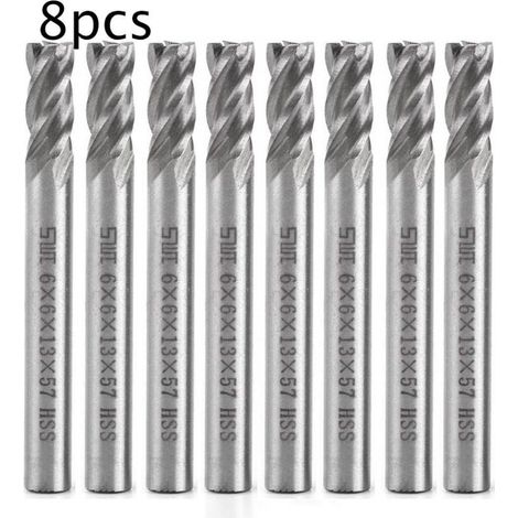 Fraise pour perceuse,Promotion, 8pcs Fraises Tours à Tige Droite 8mm HSS Metal Outil de Coupe Fraise 4 Flûtes Gravure Machine À Fraiser CNC Outil ensemble (1/5)