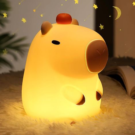 Veilleuse Capybara pour enfants, veilleuse Capybara à intensité variable, lampe Capybara rechargeable par USB - Lampe en silicone en forme d'animal kawaii - Cadeau pour enfants (1/4)