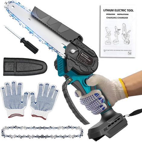 Mini Tronçonneuse pour Batterie 18V, Tronçonneuse électrique Sans Balais 600W 6 Pouces,Tronçonneuse à batterie, Tronçonneuse Manuelle pour Cisailles de Jardin, Coupe du Bois (Sans Batterie) (1/5)