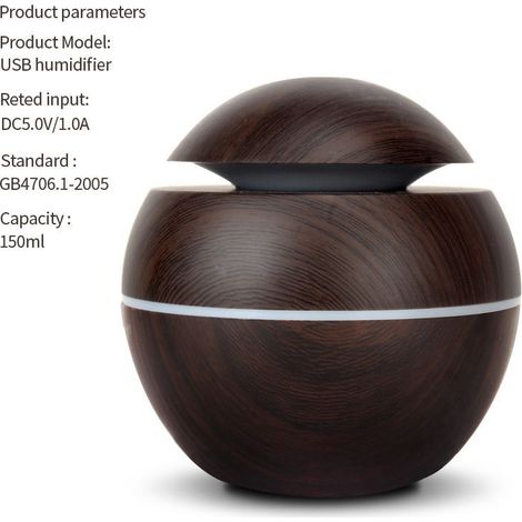 USB Pilz Luftbefeuchter Diffuser Aroma 150ml dunkles Holz (1/5)