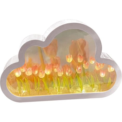 Ortviai Lampe de nuit décorative miroir fleur nuage DIY avec lumière douce – décoration intérieure pour chambre et salon (1/5)
