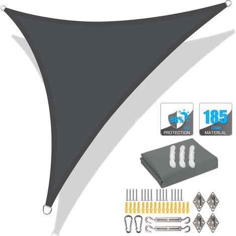 (Gris foncé, accessoires d'installation inclus, 200x200x200cm) Auvent pare-soleil de haute qualité, coupe-vent et respirant, protection solaire extérieure. (1/5)
