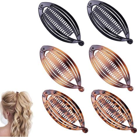 6 Pièces Queue de Poisson Clip pour Femmes Classique Pinces à Cheveux Longs Banane Française Peigne à Cheveux Porte-Queue de Cheval pour le Sport la vie (1/5)