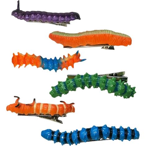 Pinces À Cheveux Effrayantes 6 Pièces Chenille Drôle Réaliste Accessoires Capillaires Halloween Pour Filles Barrettes Pour Maison Bureau École Fête Vacances Cosplay De Rôle (1/5)