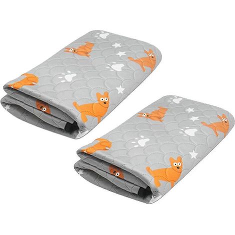 Lot de 2 tapis absorbants, réutilisables et lavables pour cage de cobaye, imperméables et adaptés aux hamsters et chiots (gris clair). (1/5)