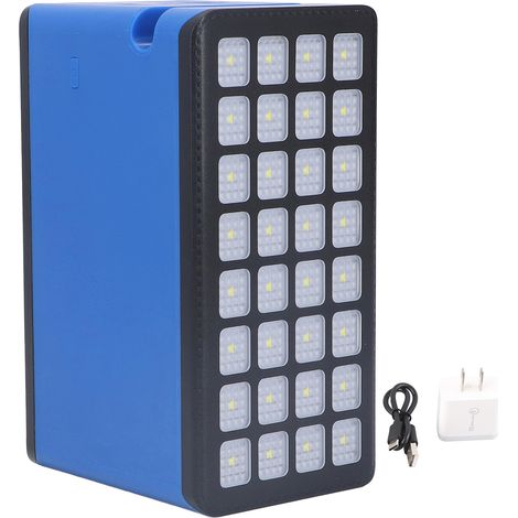 Banque d'énergie solaire 100000mAh 32LED 4 ports USB Chargeur solaire portable pour extérieur Prise US 100-240V Bleu (1/5)