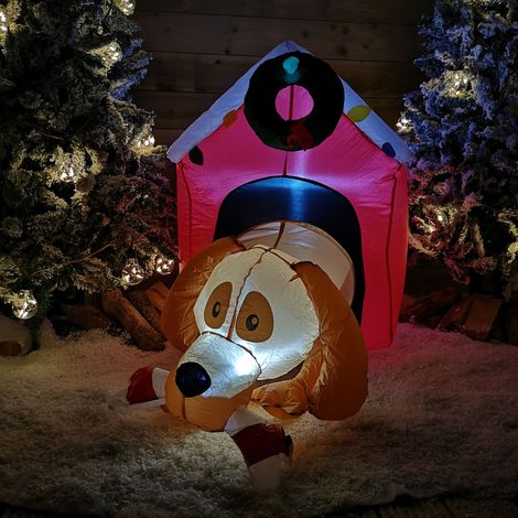 1.2m Inflatable Light Up LED Indoor Outdoor Dog House Christmas Decoration (1/5)