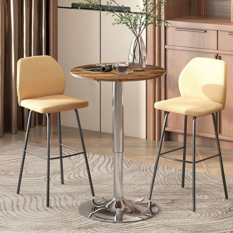 Table Bistro Mange-Debout - Hauteur 67-93cm - Plateau Pivotant 360° - Marron - Coin Repas Chaleureux Polyvalent. (1/5)