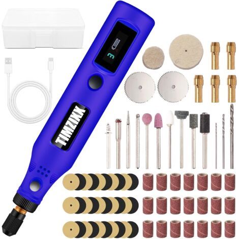 Kit d'outils rotatifs sans fil, ponceuse manuelle à 3 vitesses avec 71 accessoires, mini meuleuse multifonction 3,7 V pour ponçage, polissage, gravure - (1/5)
