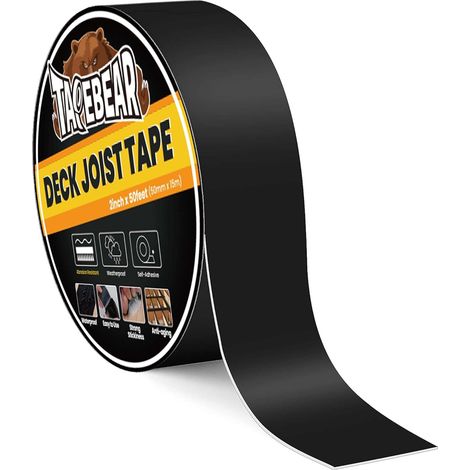 Joist Tape 50mm x 15m Decking Sealing Strips Butyl Black Butyl Weather Resistant Anti-Corrosion for Roofing Framing Beams (1/5)