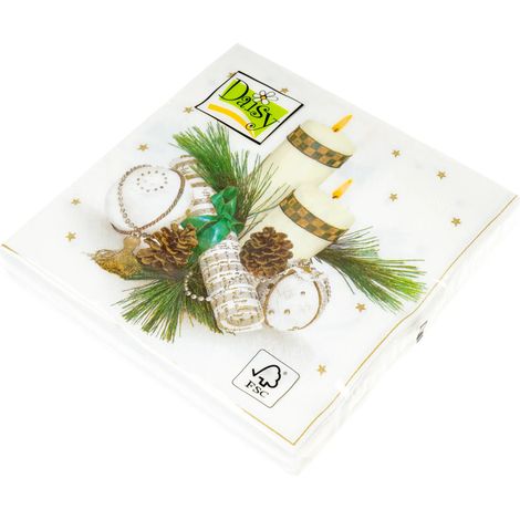 Serviettes jetables avec imprimé de Noël - serviettes en papier 33x33 cm (1/2)
