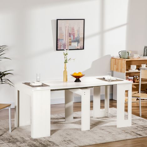 Mesa de Comedor Extensible para 4-6 Personas Mesa Auxiliar Multifuncional para Estudio Cocina 180x85x75 cm Blanco (1/5)