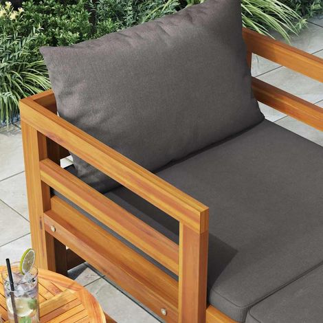 Chaise longue, Fauteuil Relax, pour Jardin Balcon Camping, avec coussins gris foncé Bois d'acacia solide OIB7776E (1/5)
