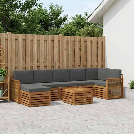 vidaXL Outdoor-Sofagarnitur mit Kissen 7 pcs Natur und Anthrazit (1/5)