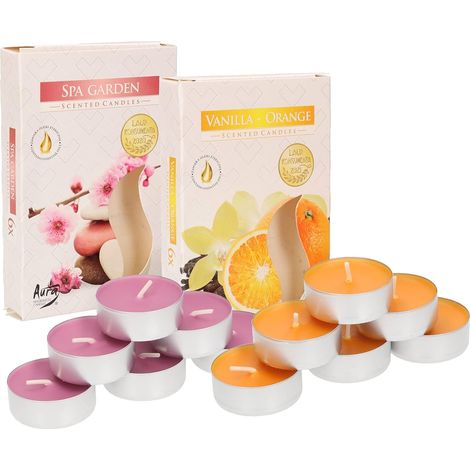 KOTARBAU Lot de 6 bougies chauffe-plat parfumées - Durée de combustion : 4 heures (Spa Garden + orange vanille) (1/5)
