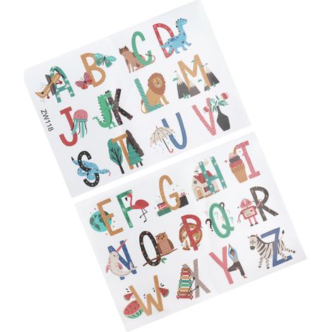 Stickers muraux à motifs d'animaux et de plantes et de lettres anglaises pour la décoration de chambre d'enfant (1/5)