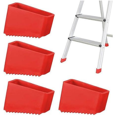 Lot de 4 protège-pieds d'escabeau, protections polyvalentes pour pieds d'échelle, rouge (1/5)