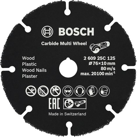 Bosch Professional 260925C125 Disc De Cutting Carbide Multi Wheel For Wood With Nails, Plastic, Drywall, Copper Pipes, Ø 76 mm, Diameter Del Hole 10 mm Angle Grinder