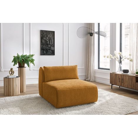 BOBOCHIC - Chauffeuse 1 place sans accoudoir pour canapé modulable JEANNE tissu texturé   Jaune (1/5)