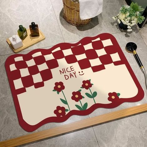 Home Tapis de porte d'entrée Tapis modernes Tapis Salle de Bain Paillasson Tapis de Sol Fleur rouge Mat 40x60cm (1/3)